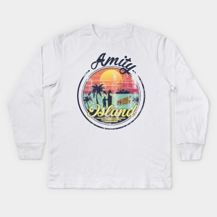 Amity Island Tourist (Distressed) Kids Long Sleeve T-Shirt